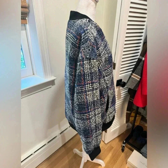 Avec Les Filles Womens Plaid Tweed Bomber Jacket size M - Picture 7 of 12
